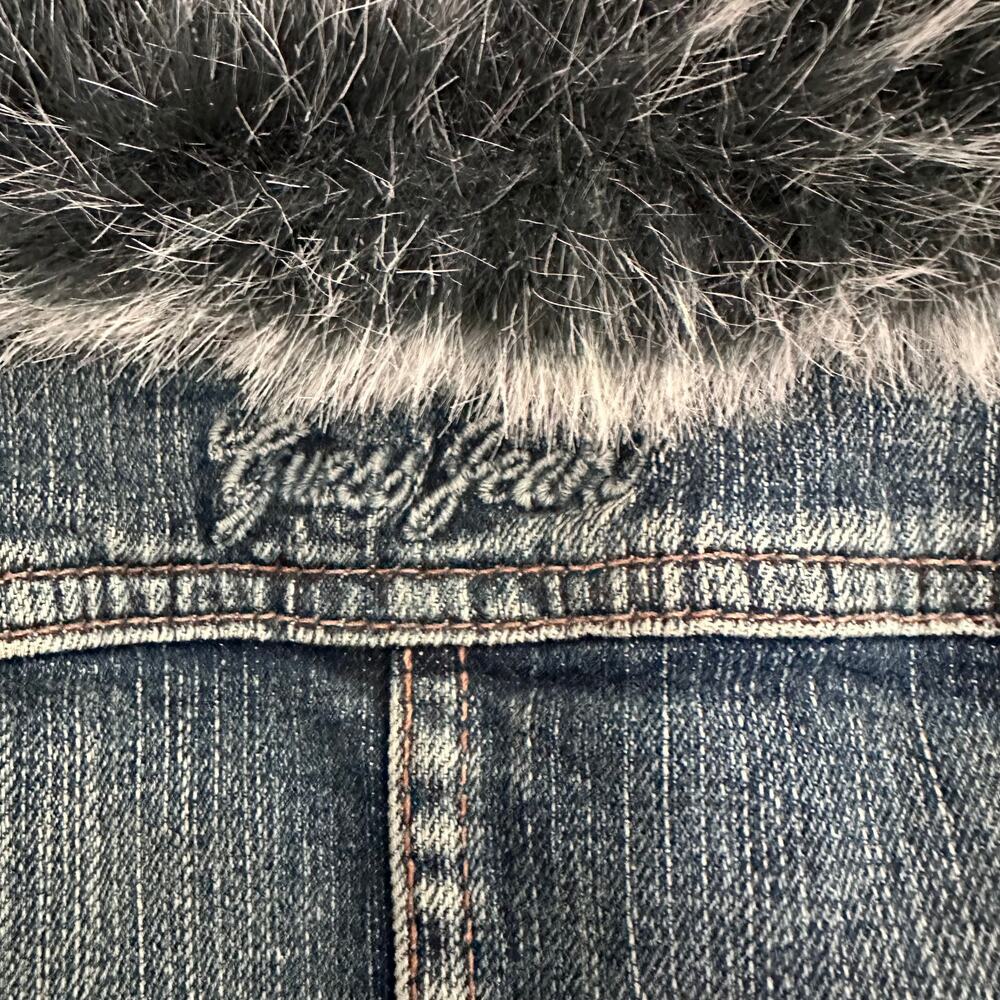 Vintage Y2K Guess Jeans Denim Vest With Faux Fur Trim Size Large - Picture 5 of 16